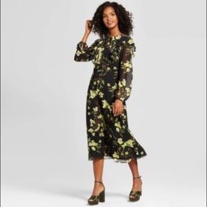 Who What Wear Belladonna Ruffle Midi Skirt